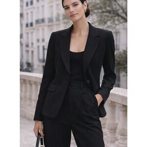 VTG Giorgio Armani Le Collezioni Wool Single Button Blazer 6 Black Minimalist